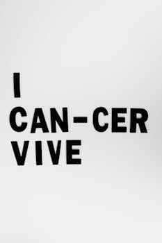 Minimalist artwork with the phrase 'I can-cer-vive' promoting cancer awareness.